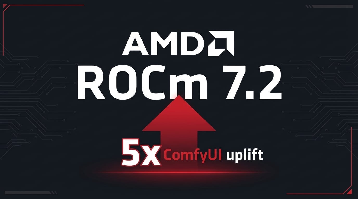 AMD ROCm 7.2 ComfyUI integration running on Radeon GPU with performance benchmarks