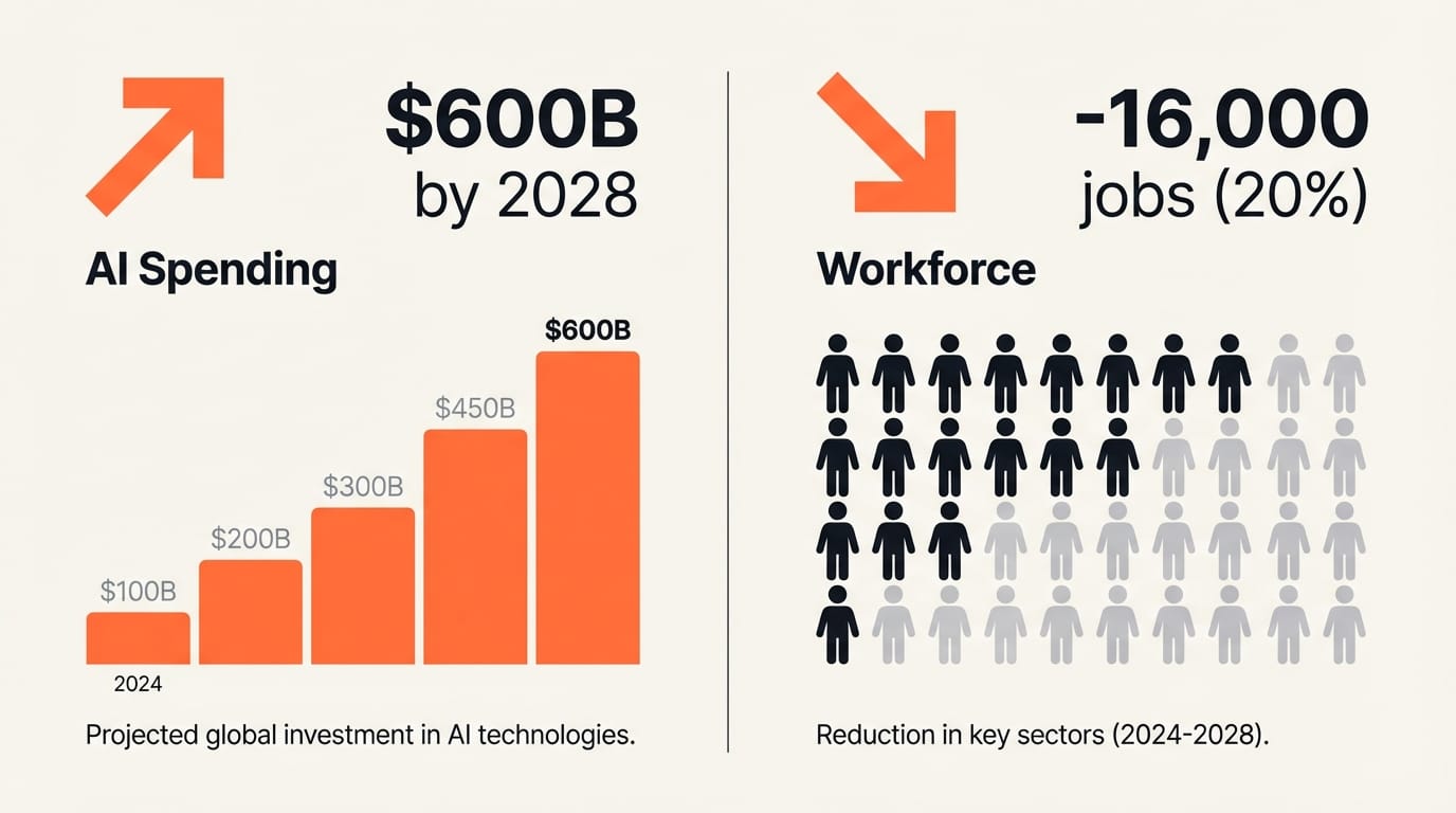 Chart comparing Meta AI spending increase versus planned workforce reduction