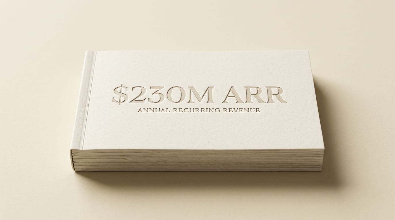 Freepik Magnific 230 million ARR annual recurring revenue figure debossed on paper