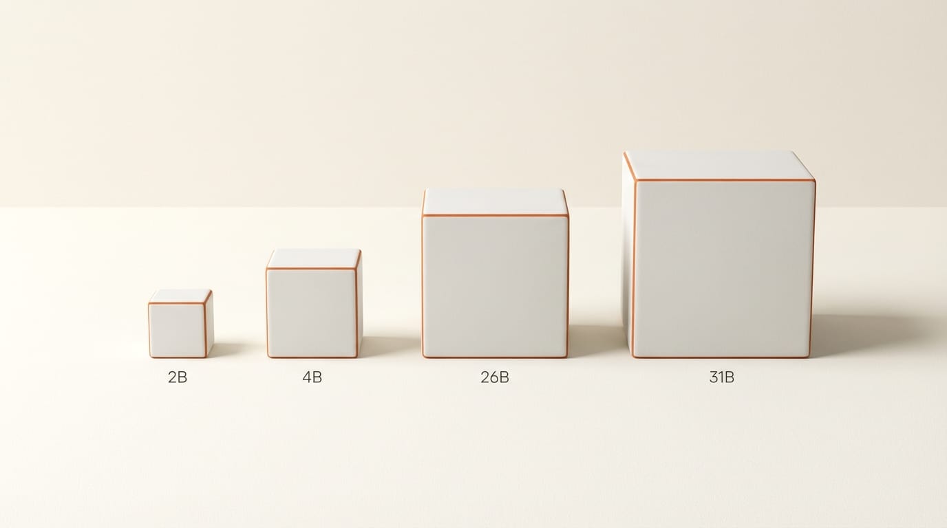 Four Gemma 4 model variants from 2.3B to 31B parameters