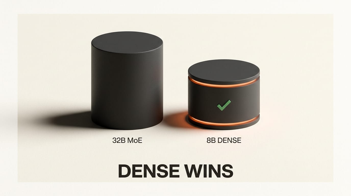 Dense 8B model outperforming 32B-A9B Mixture of Experts