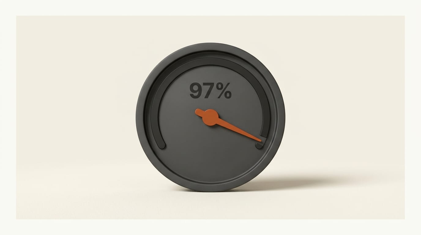 Bar chart comparing slicer pass rates for AI-generated 3D models, showing 97% for Meshy character and figurine models versus typical 40 to 60 percent rates for unprocessed AI mesh output