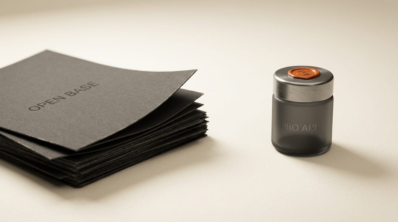 Diagram showing two-tier model split with open base on the left and proprietary Pro tier on the right