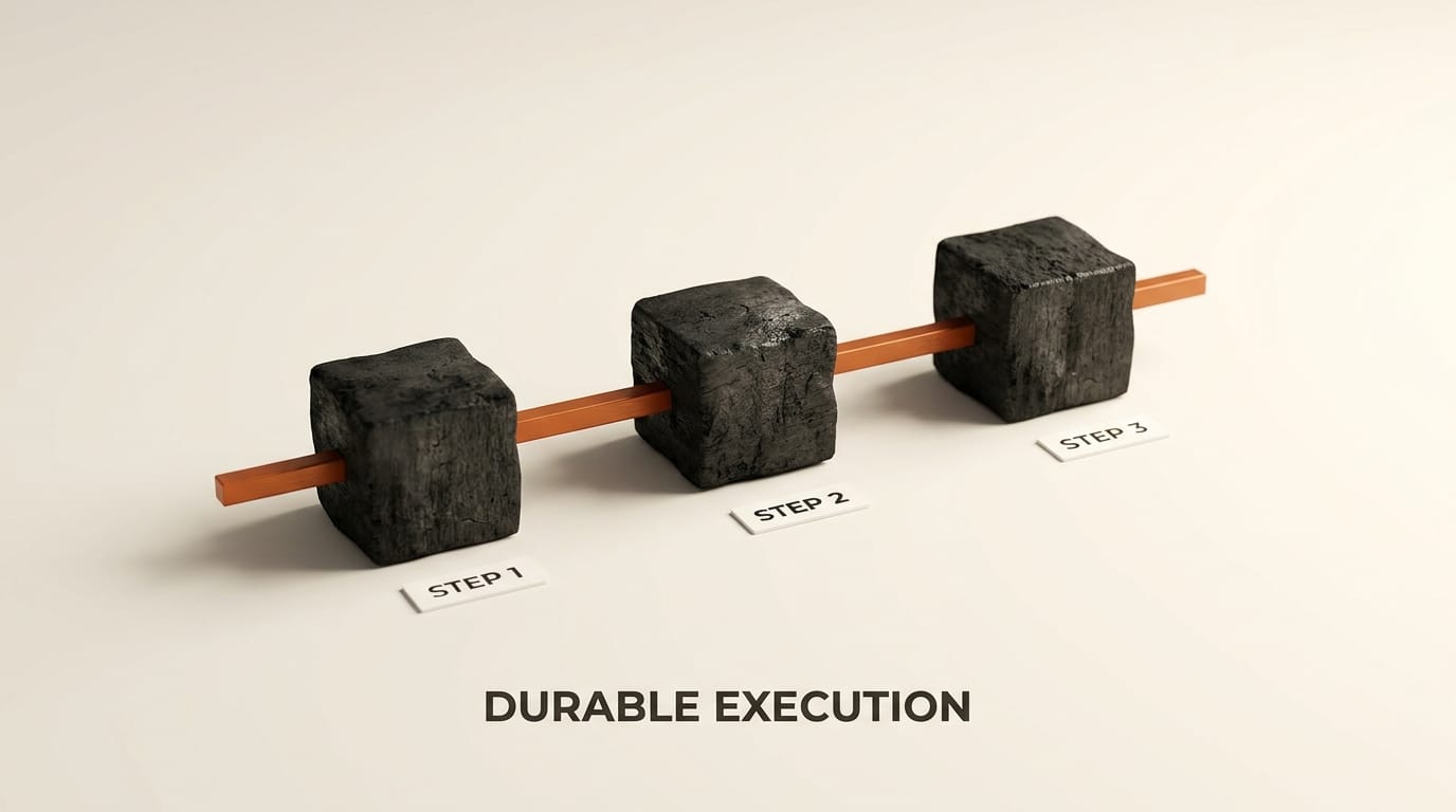 Durable execution survives restarts via deterministic replay