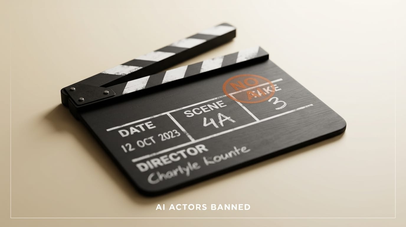 Film clapperboard with NO AI stamp: Oscars rule bans AI actors and AI screenplays