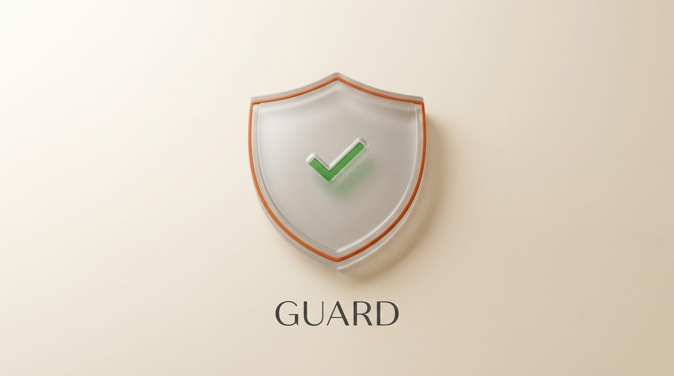 Frosted glass shield with checkmark representing safer AI agent workflows