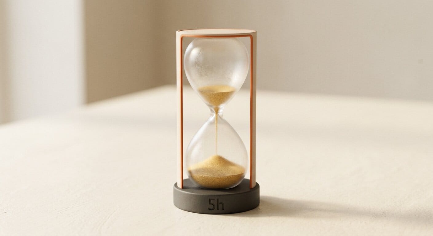 Hourglass showing 5-hour credit window for Google AI Pro