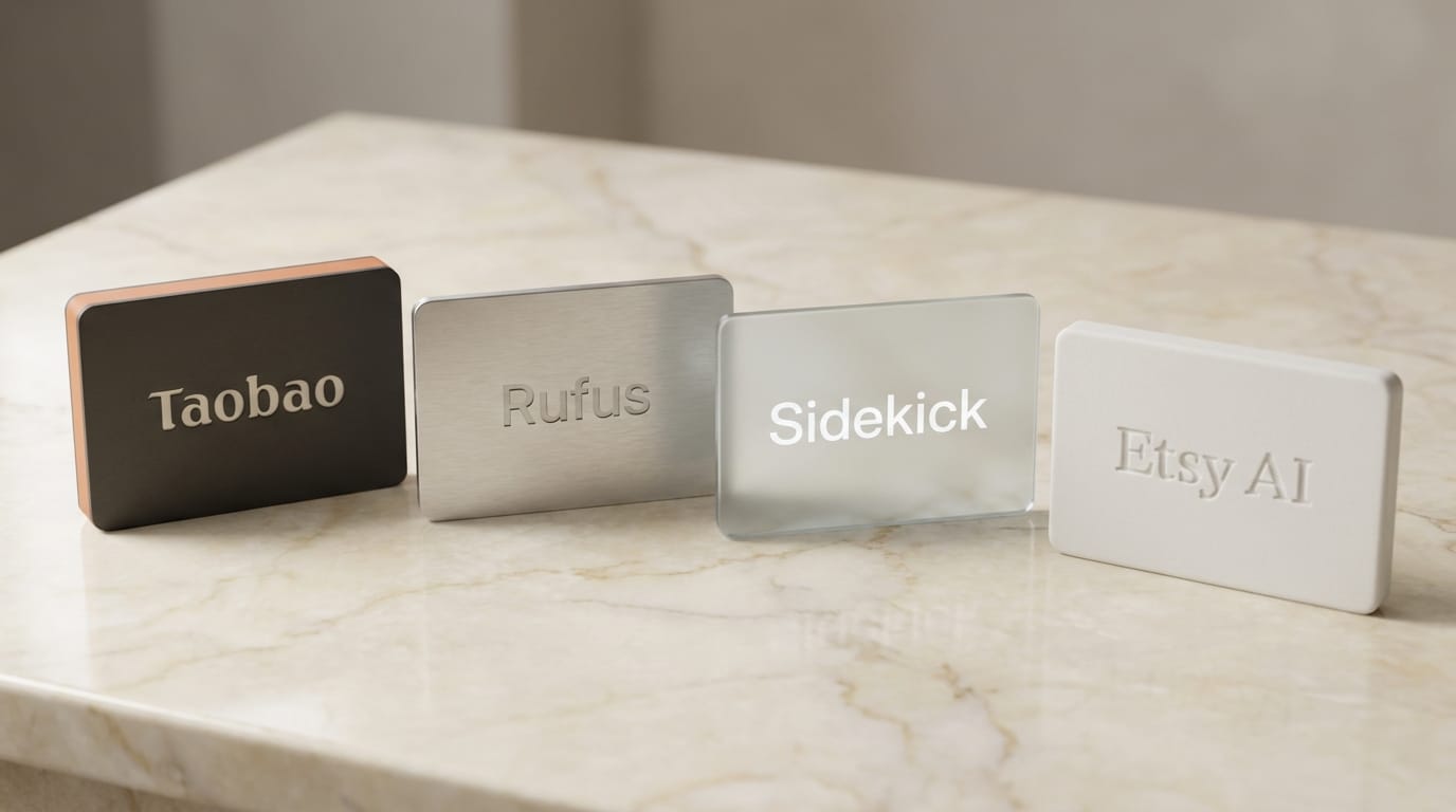 Taobao Rufus Sidekick Etsy AI four platform comparison cards
