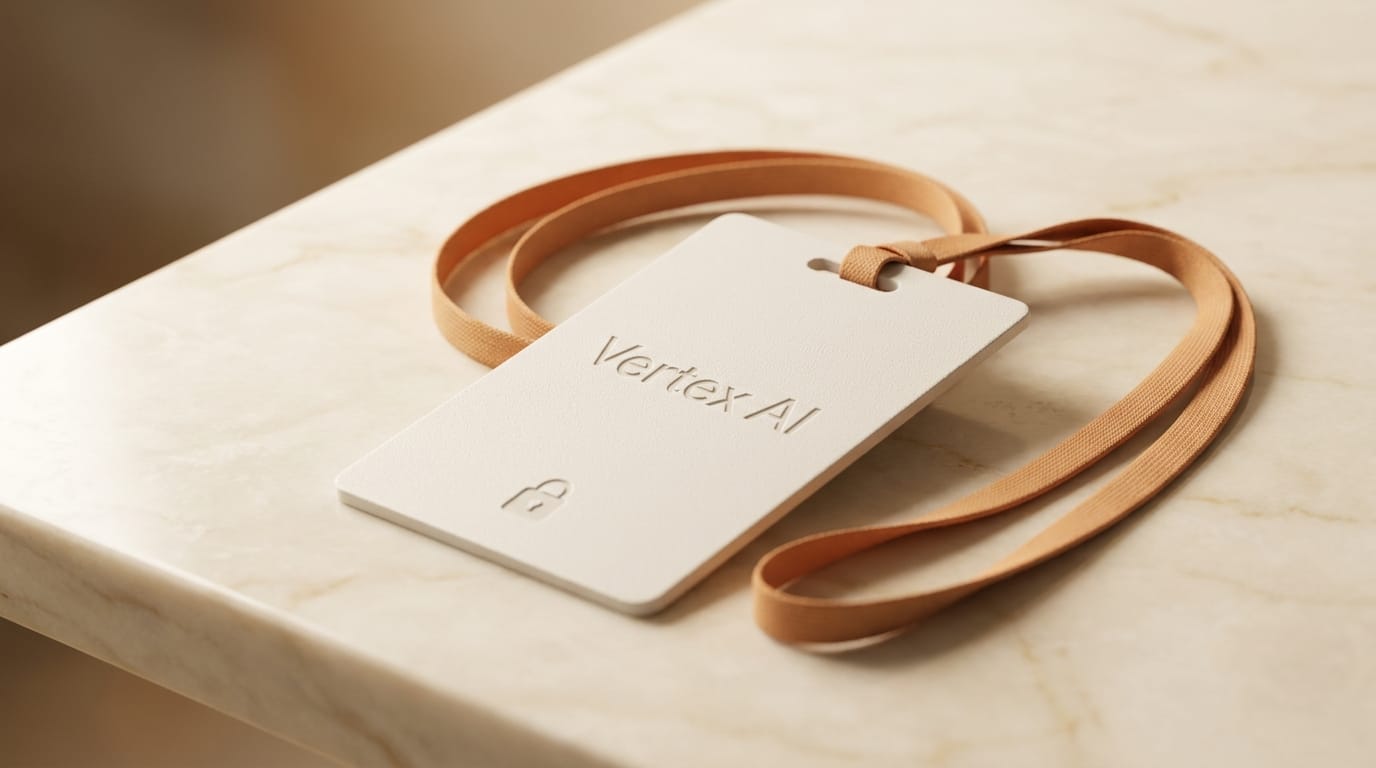 Vertex AI access badge with orange lanyard