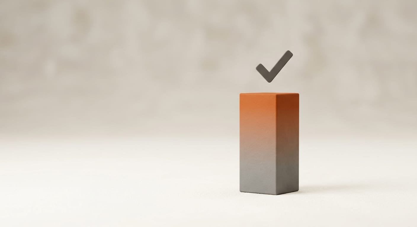 Rising block transitioning from gray to orange representing score improvement