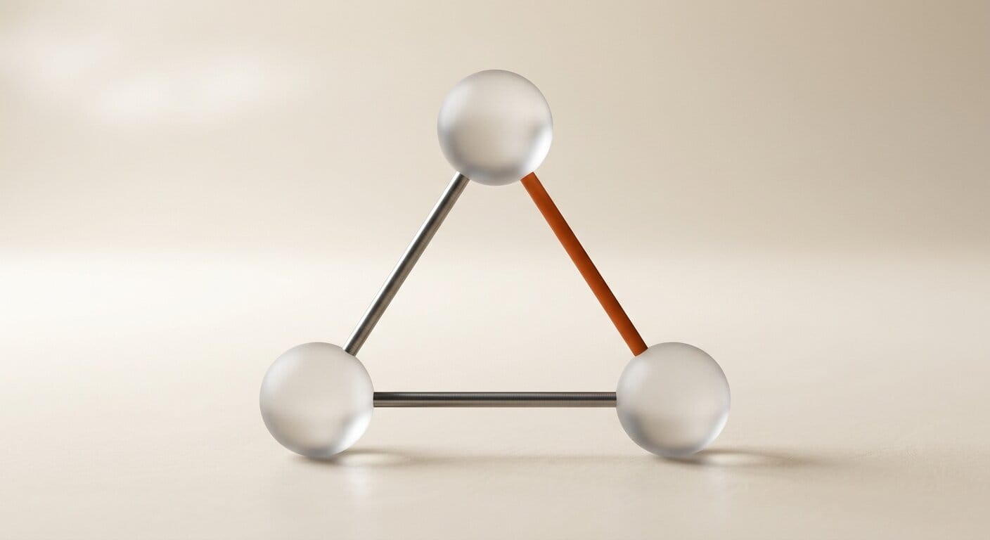 Knowledge graph nodes connected in triangle for semantic indexing