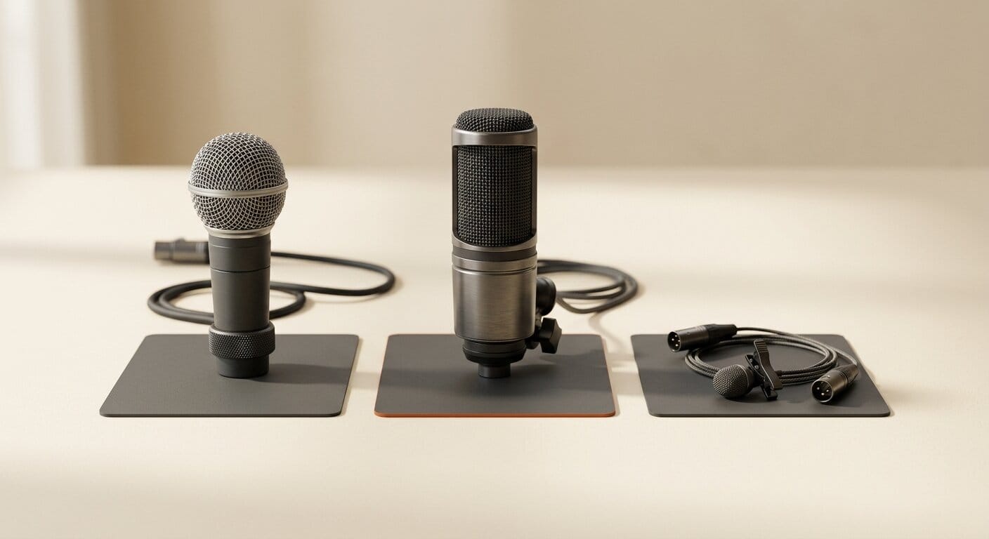 Three microphone types representing voice cloning method comparison