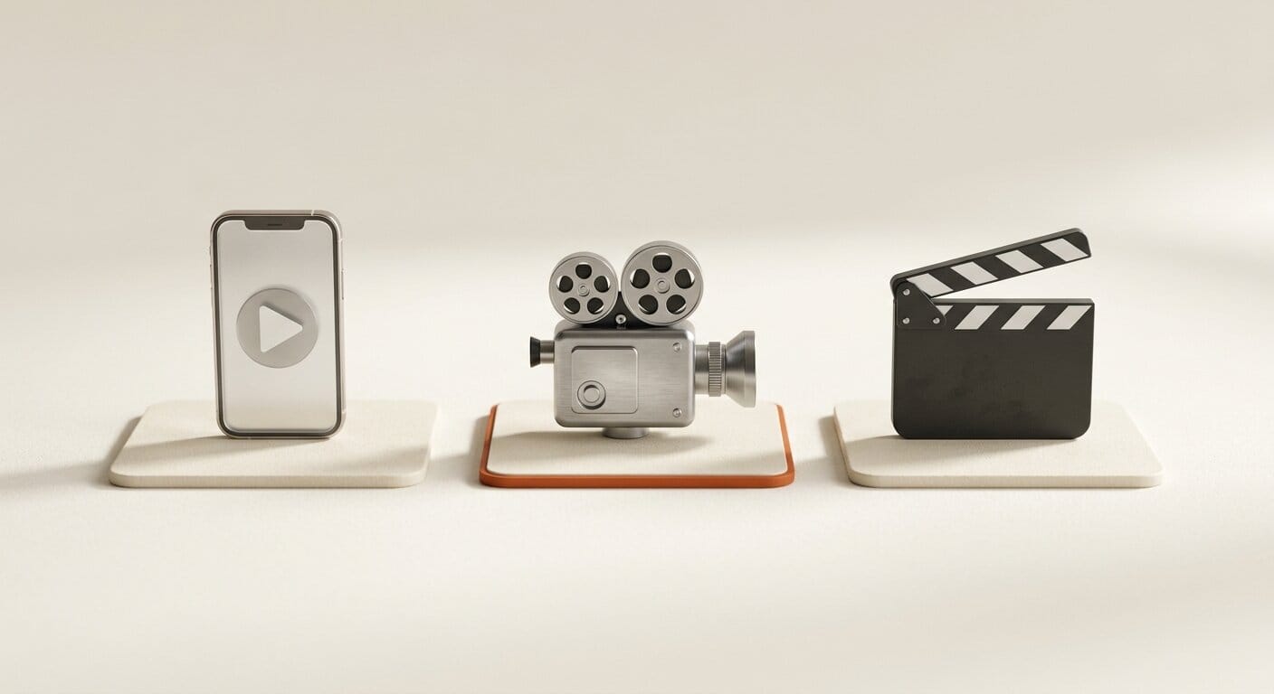 Three video tool icons comparing Google Flow to alternatives