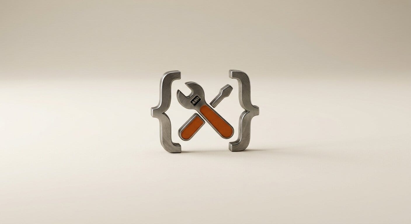JSON bracket with wrench tool for structured tool calling