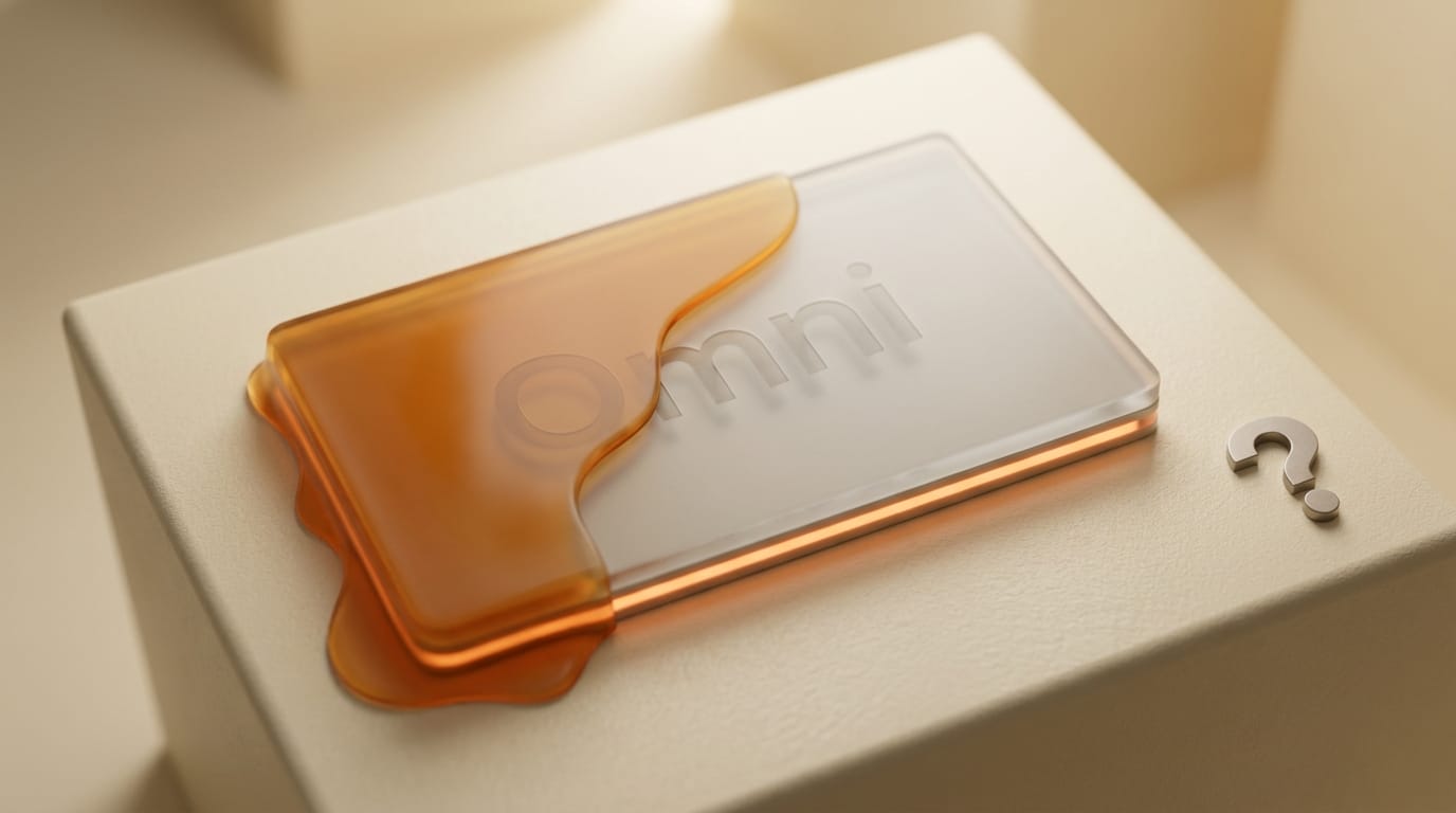 Frosted glass Omni card with question mark indicating leaked model