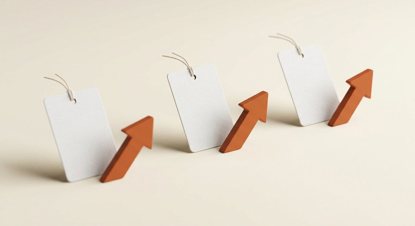 Price tags with upward arrows showing rising AI tool costs