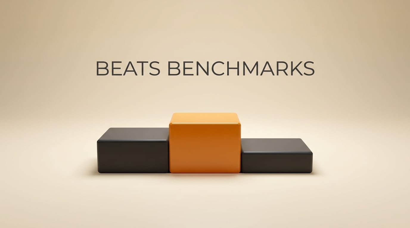 Three-step podium with the central step in orange and slightly taller, illustrating Inworld TTS-2 beating ElevenLabs and Cartesia benchmarks.