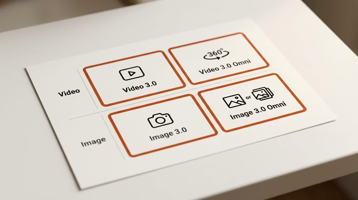Kling 3.0 model family chart showing Video 3.0, Video 3.0 Omni, Image 3.0, Image 3.0 Omni