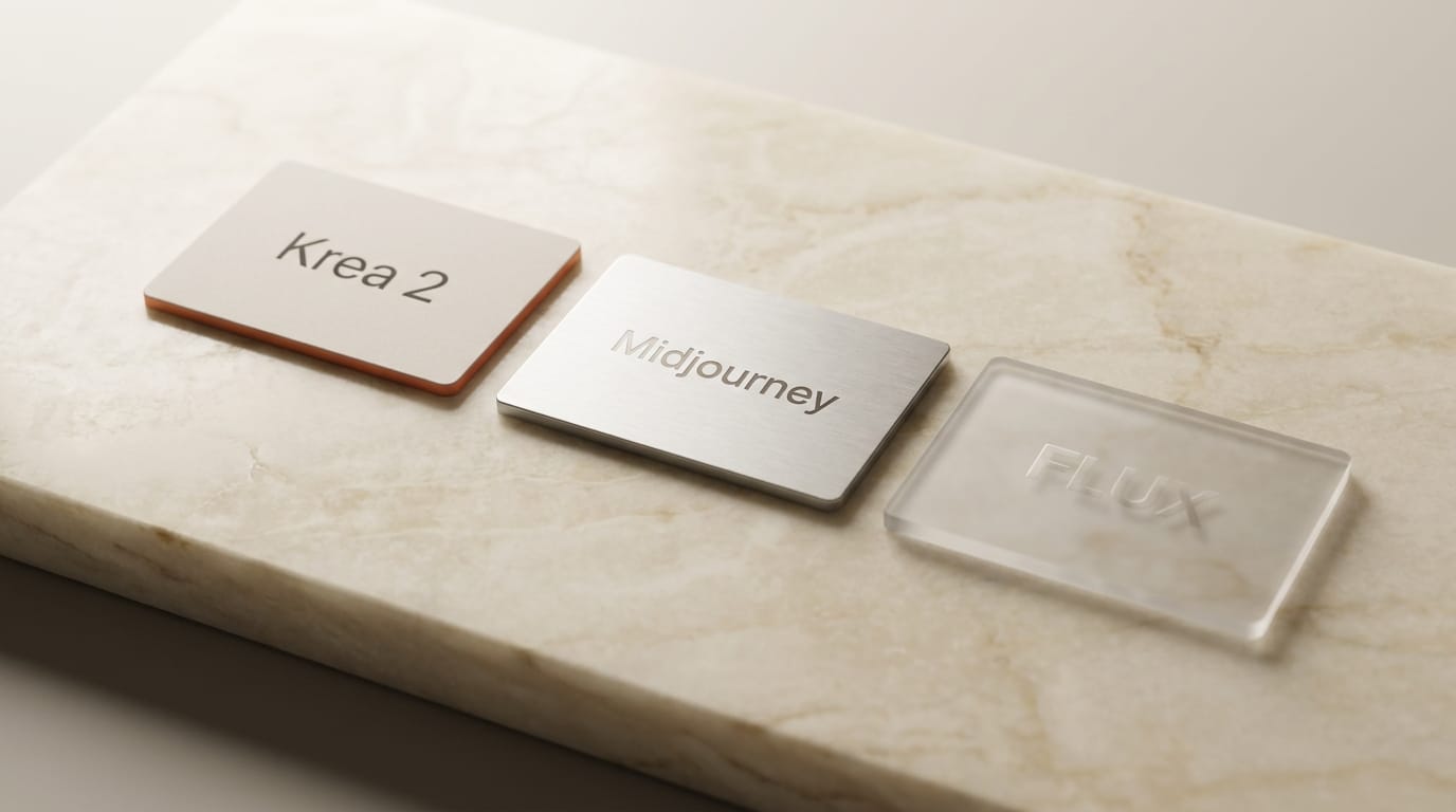 Krea 2 Midjourney FLUX model comparison cards