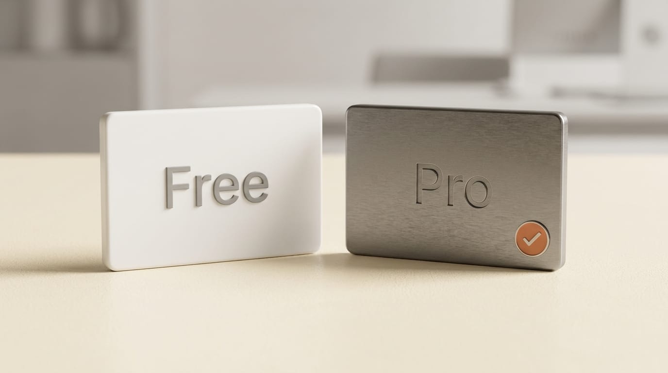 Free and Pro pricing tier cards
