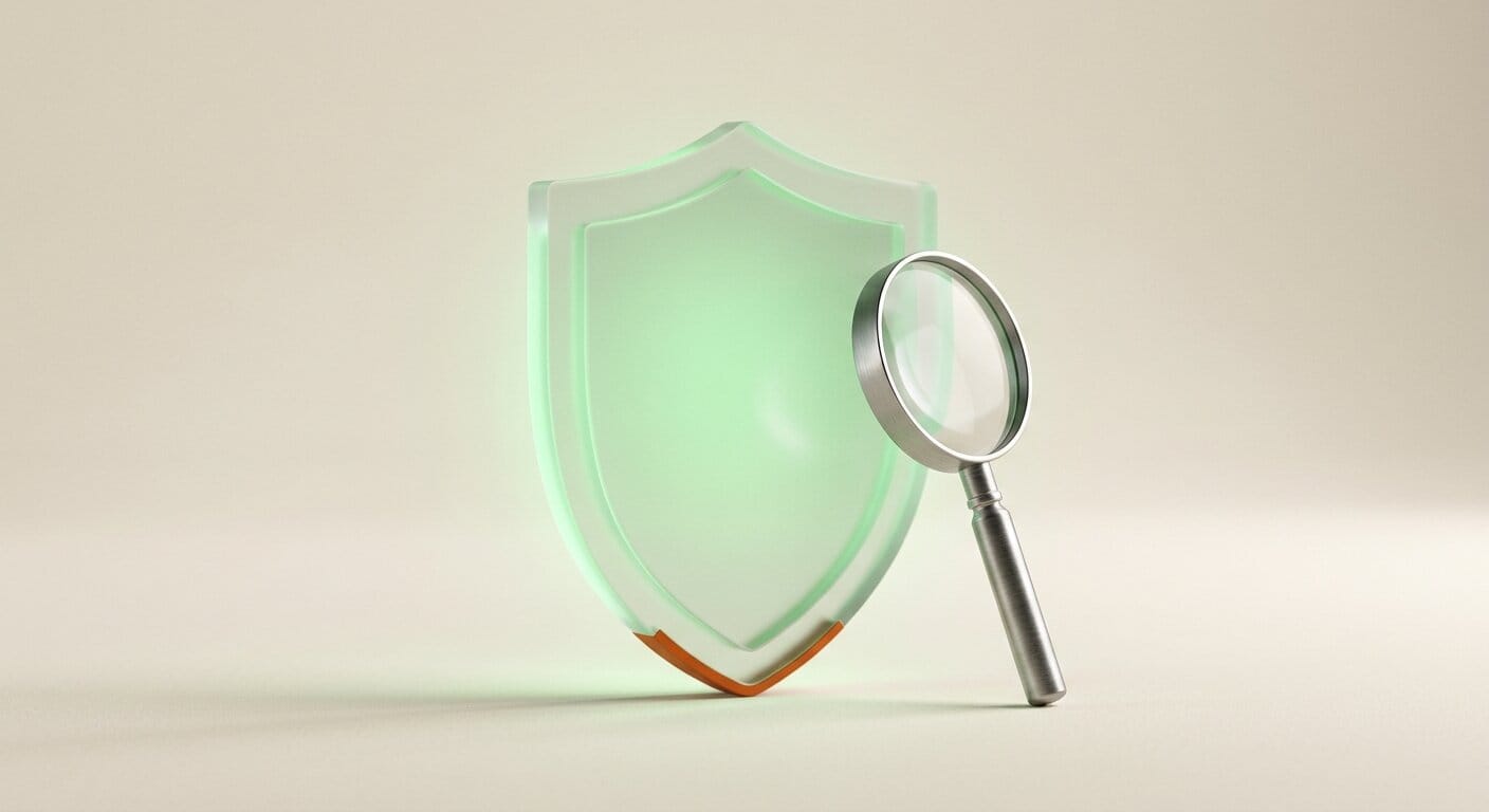 Defensive security shield with magnifying glass