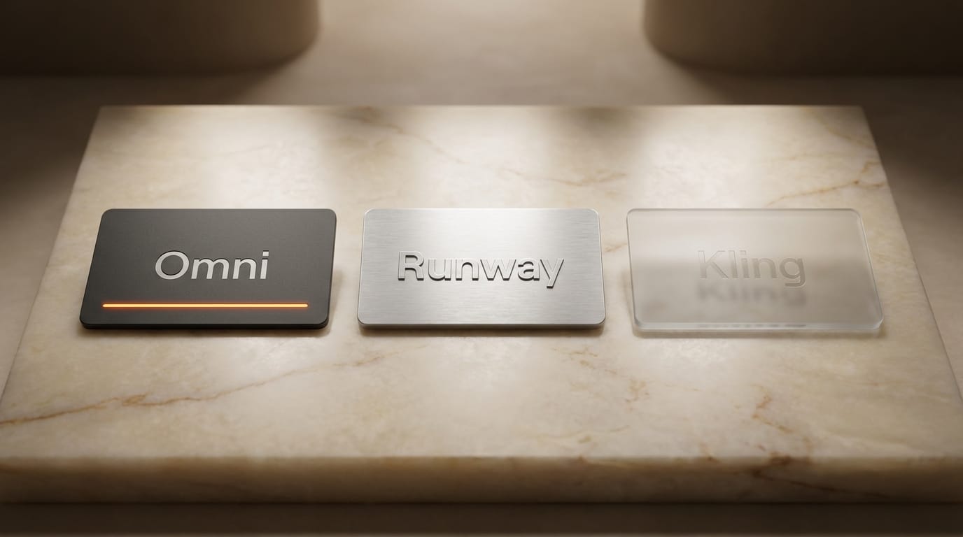 Omni Runway Kling video model comparison cards