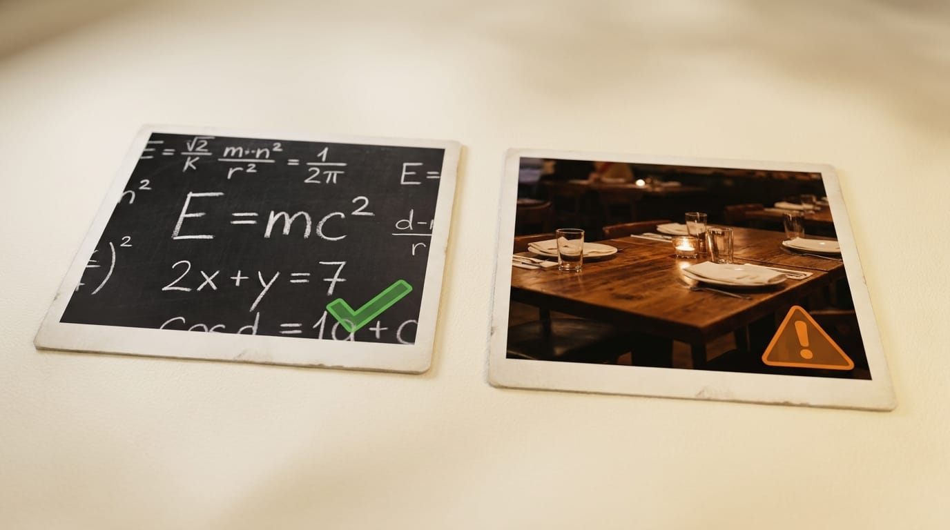 Chalkboard demo success and restaurant scene artifacts comparison