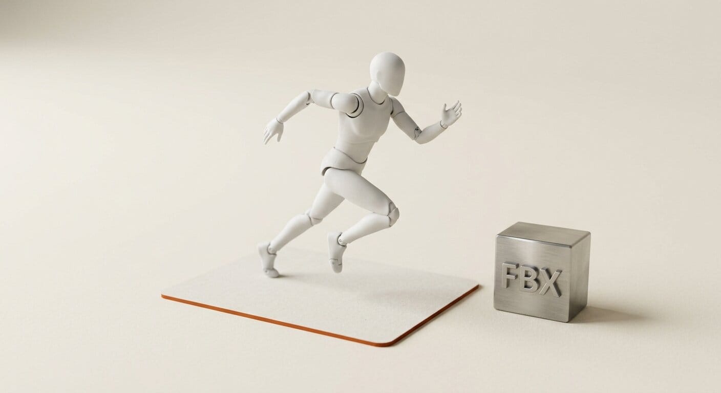 3D mannequin in dynamic pose with FBX file icon