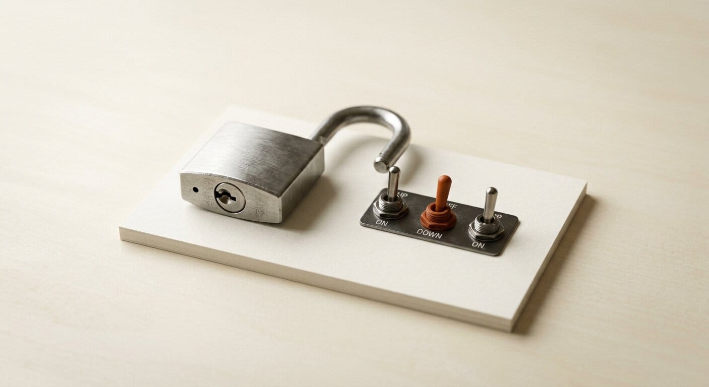 Padlock with toggle switches for Zerostack permission system