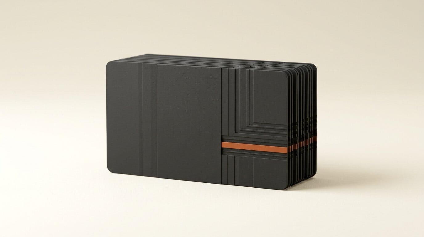 Engraved 3D card with stacked layers representing layered per-page OCR pricing