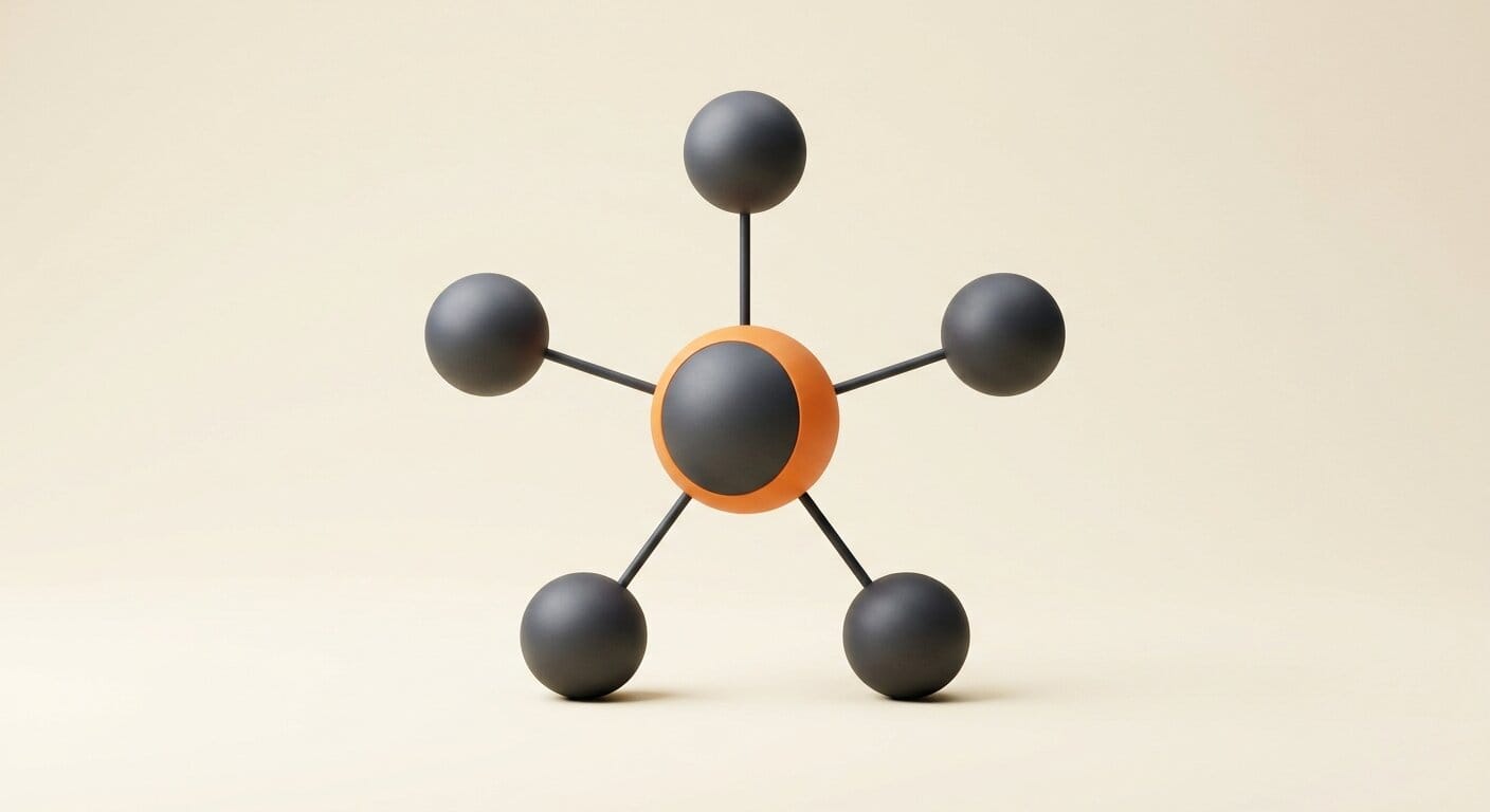 A central hub routing connections to a pool of smaller nodes