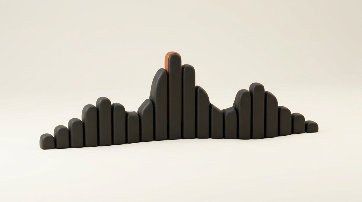 3D render of an audio waveform representing generating the song in Suno