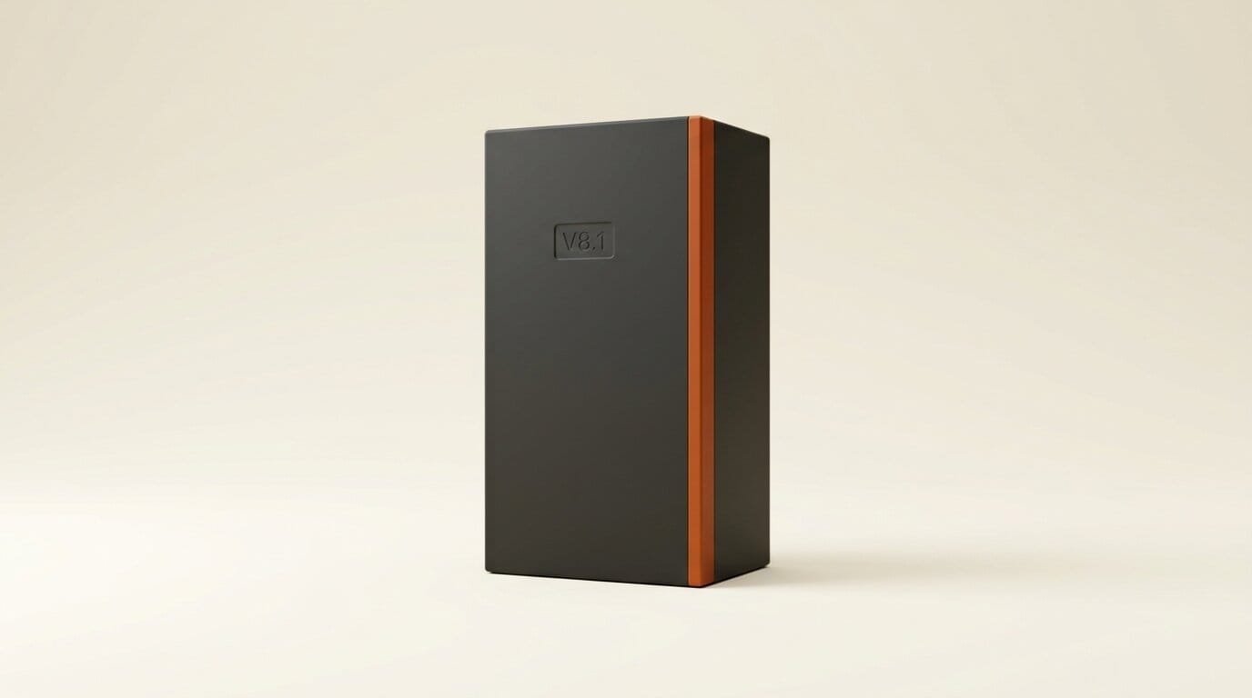 3D render of a V8.1 monolith representing Midjourney's new default model