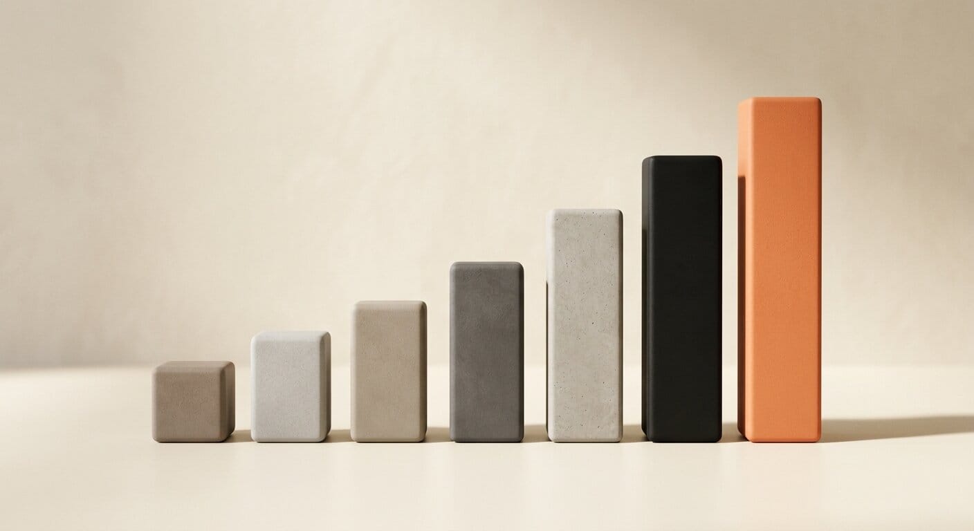 3D bar blocks showing the per-second price range of AI video models in 2026