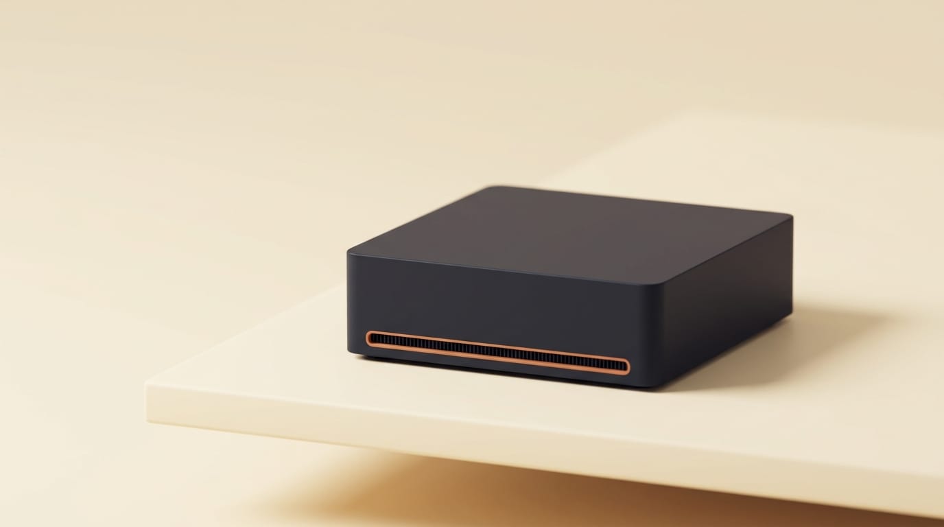 AMD Ryzen AI Halo mini workstation on a desk