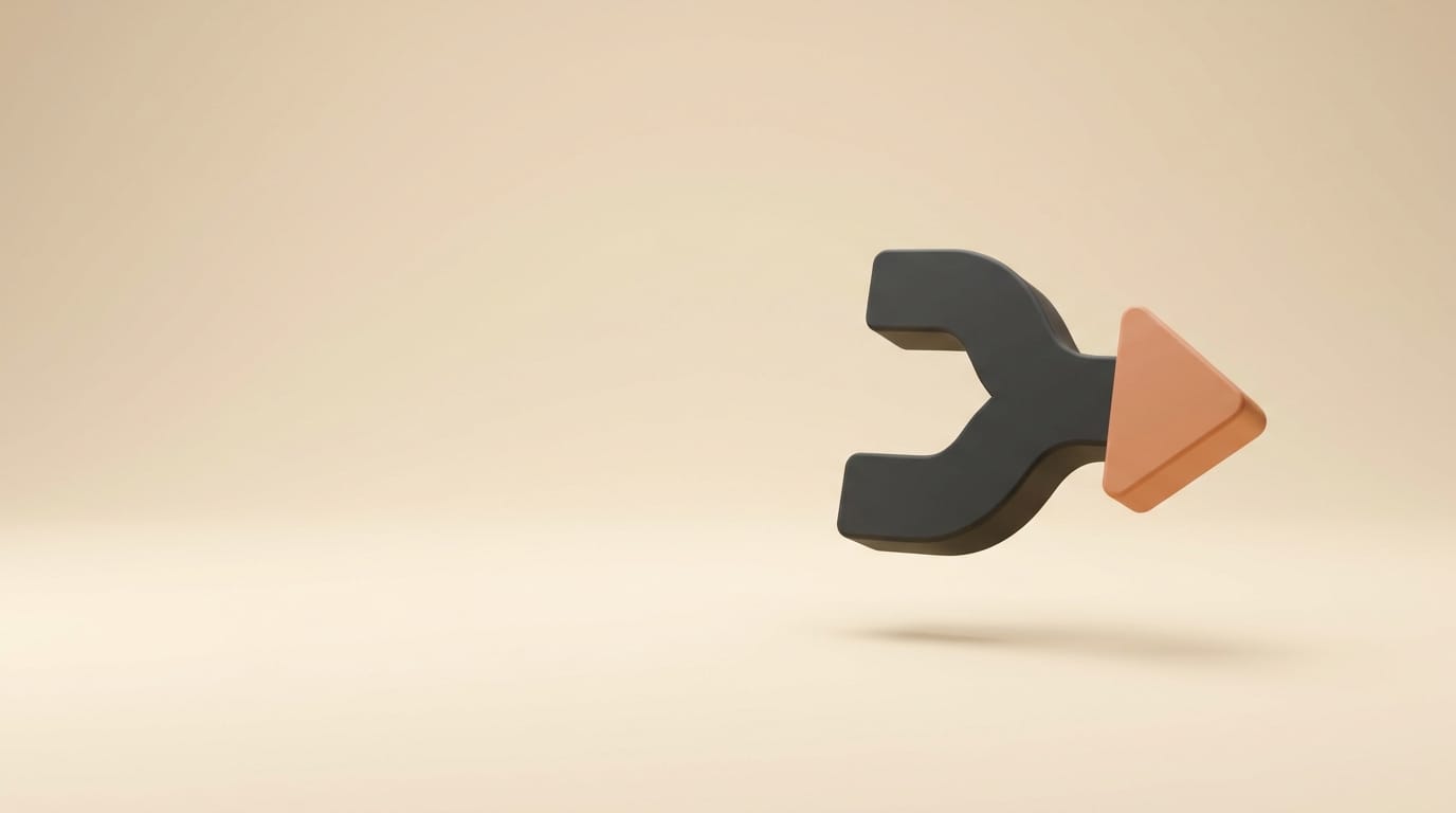 A matte 3D pull-request icon with an orange accent representing an auto-generated fix