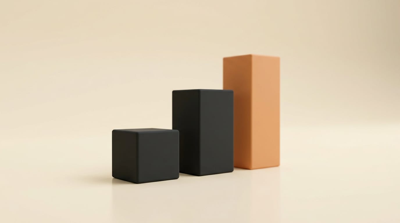 Three matte 3D blocks of increasing height representing throughput gains from parallel token generation