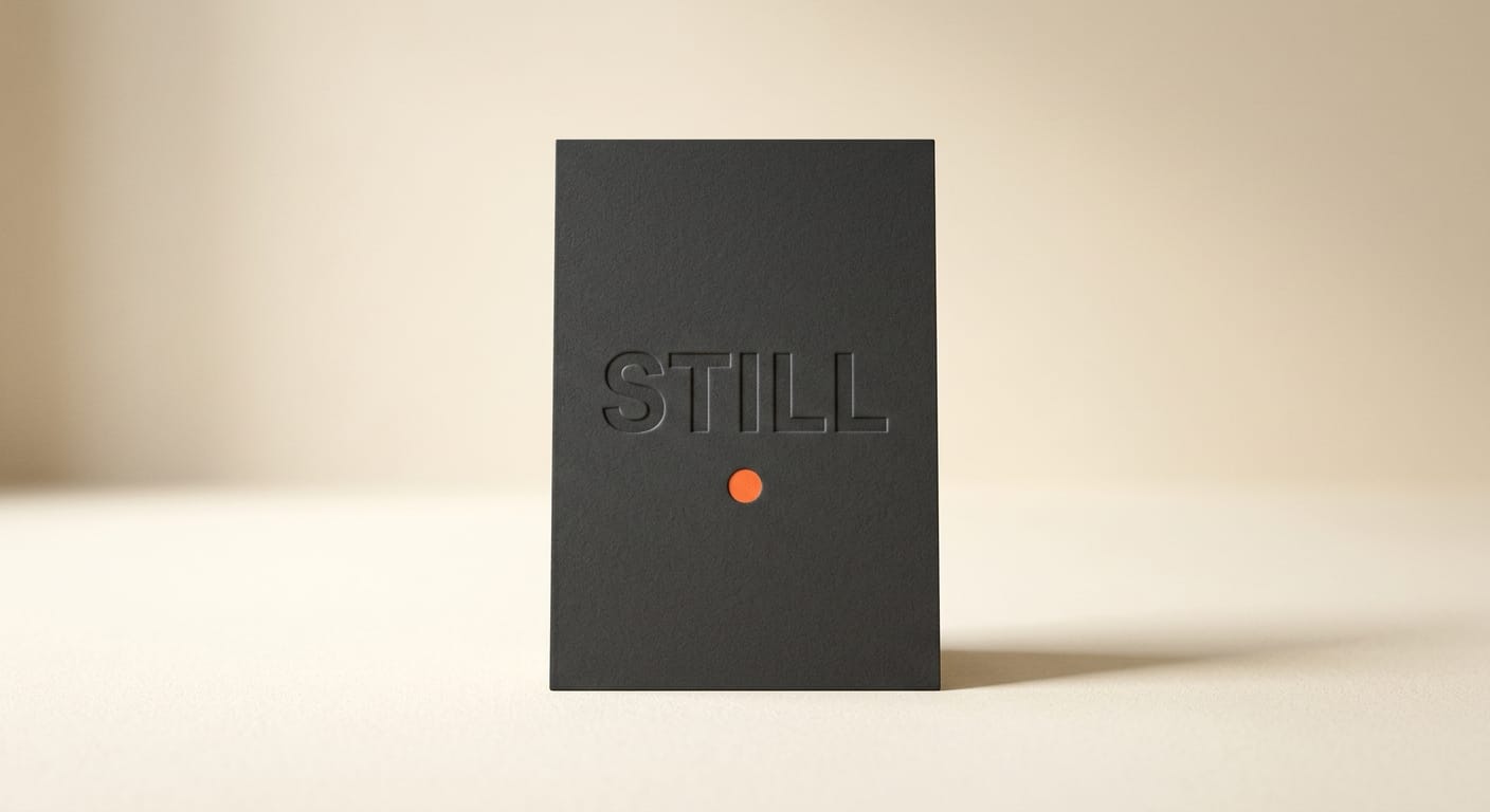 Minimal 3D render of an embossed card showing a legible word, symbolizing accurate text in AI images