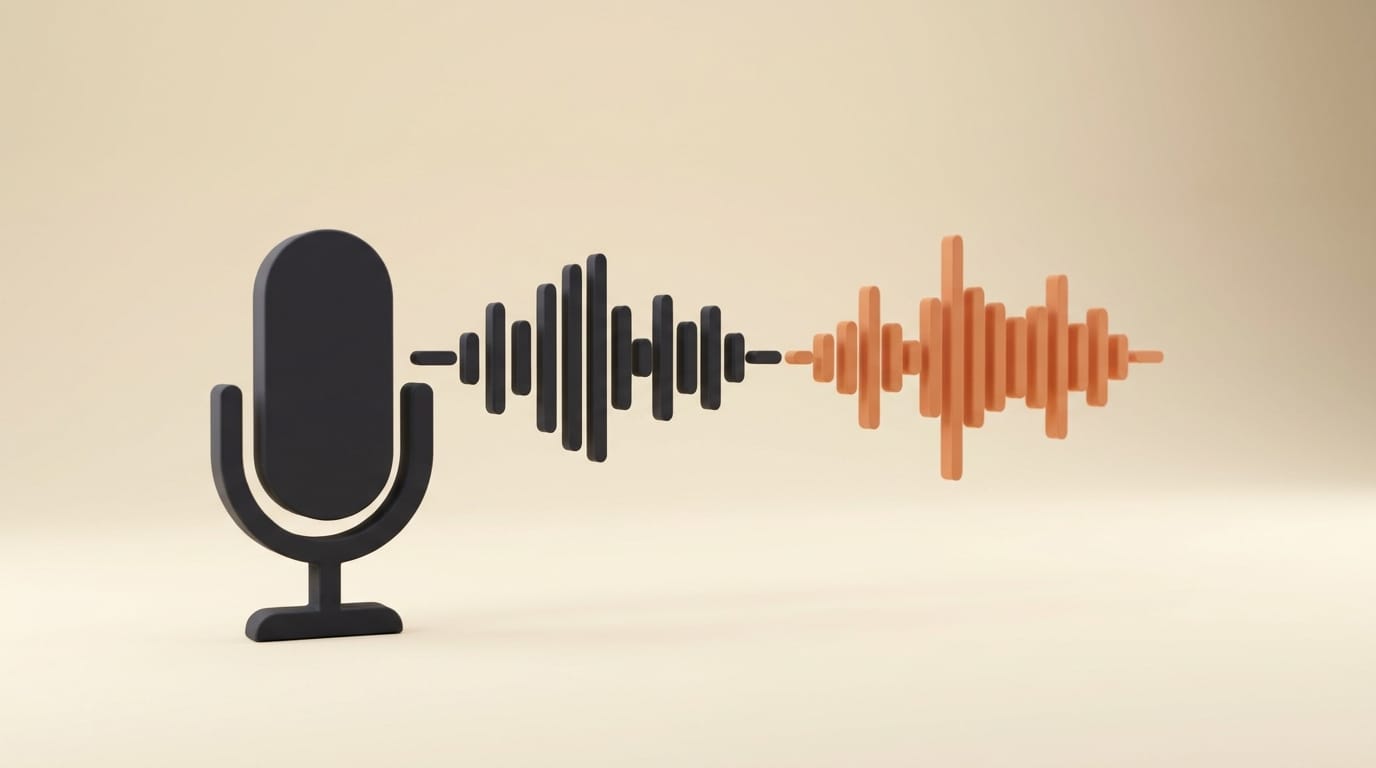 Creator recording voice with an AI voice model at a studio desk