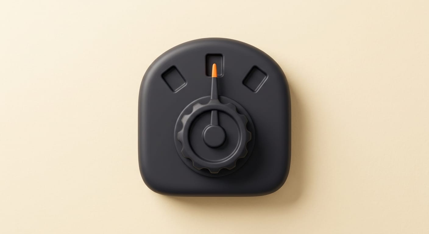 A model selector dial pointing between recorded, live, and accuracy-leader options, 3D render