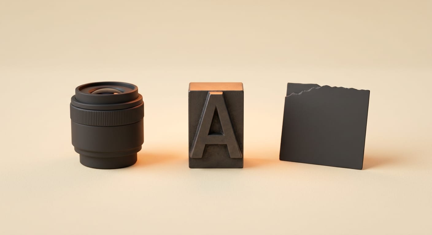 Toolkit of AI thumbnail creation tools arranged as a minimal 3D scene