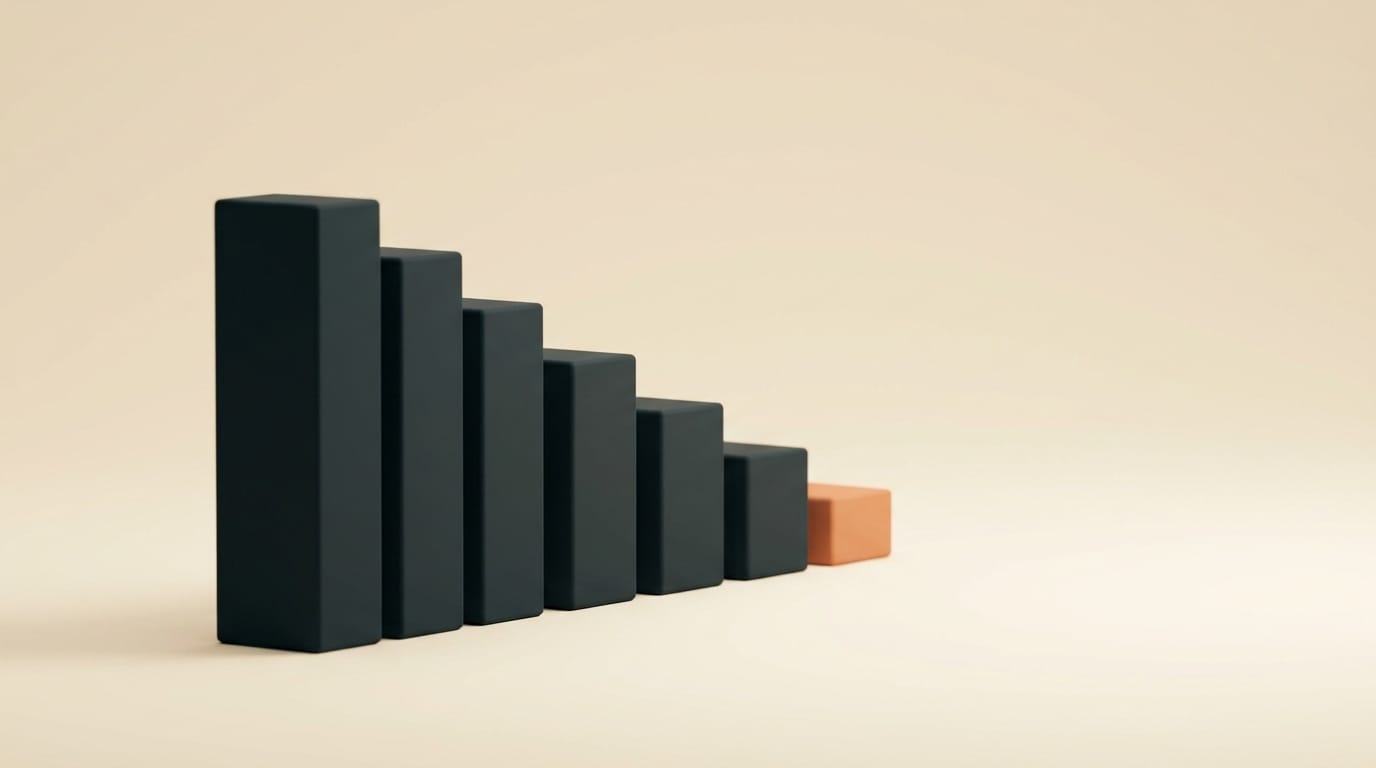 3D render of ascending bar blocks representing model routing cost reductions