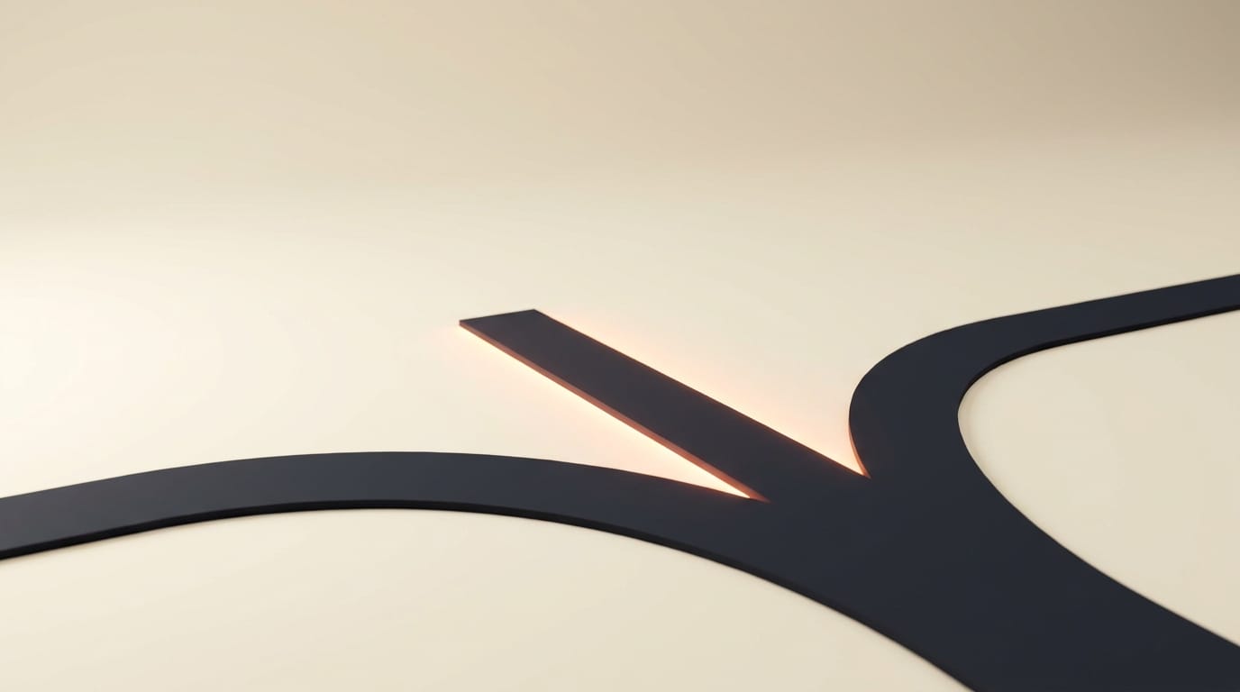3D render of a forked path with one route highlighted in orange