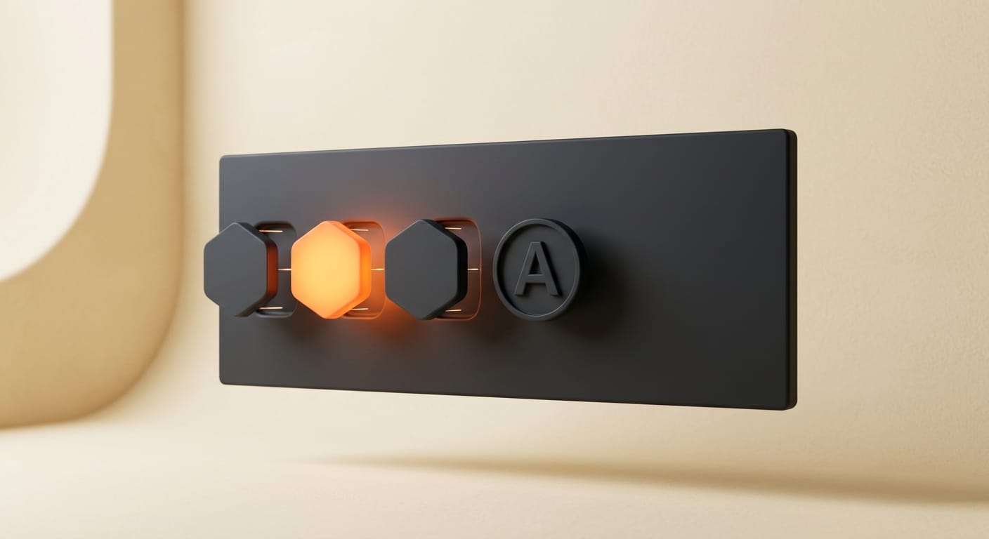 Minimal 3D render of brand color and font tokens snapping onto an infographic layout