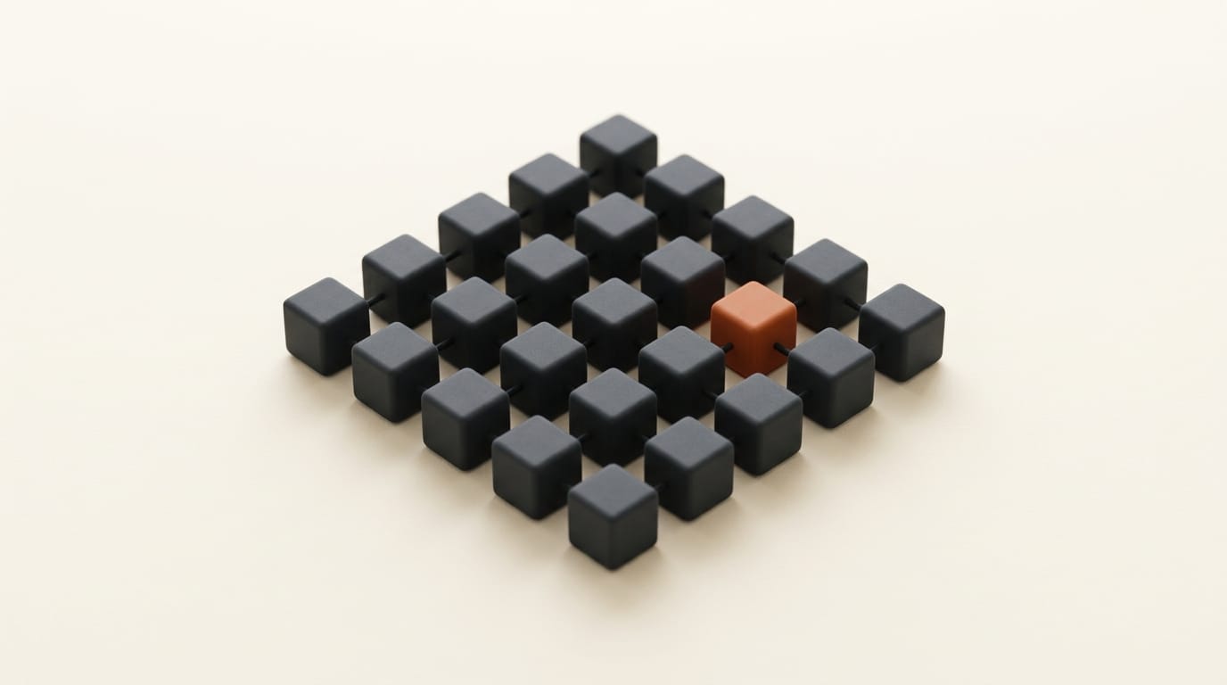 Cluster of 3D cubes representing repositories and connected services