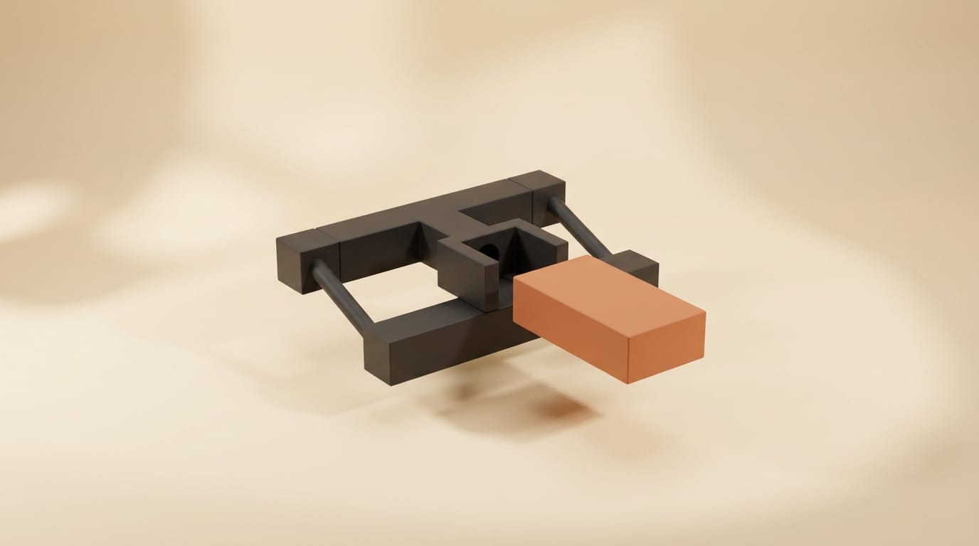 Matte 3D cluster of cubes with one orange accent representing an open agent ecosystem
