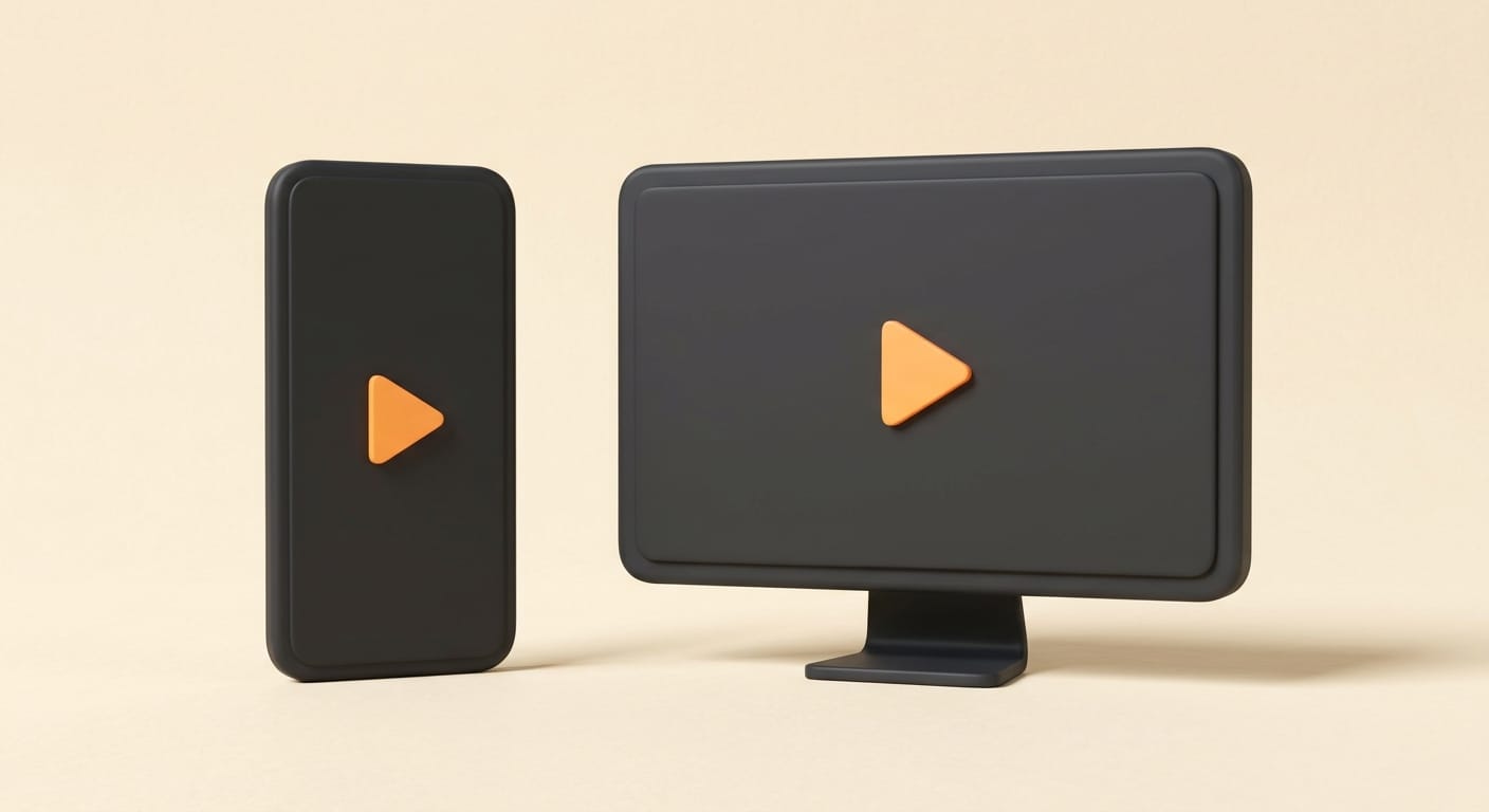 3D render of a launch video reviewed on phone and desktop screens