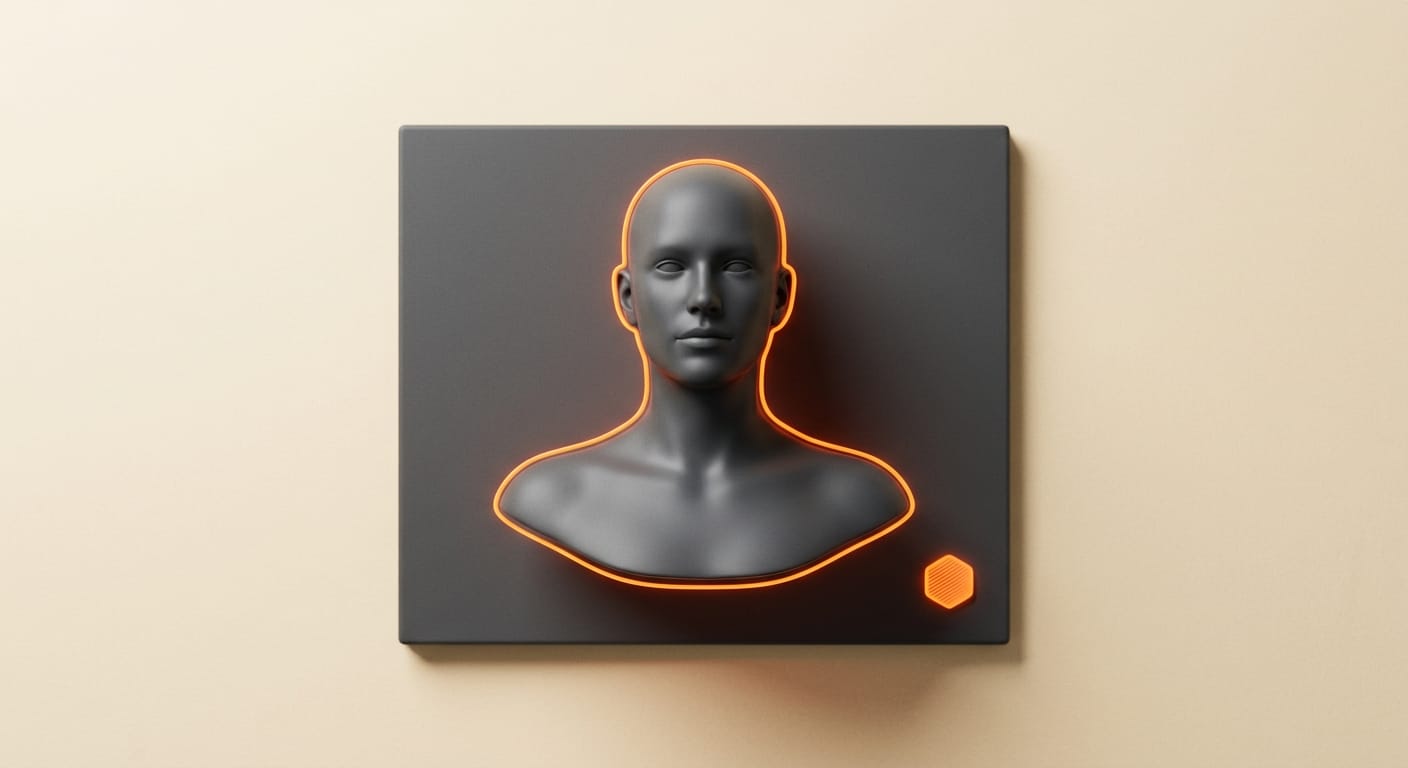 Minimal 3D render of a figure separating from its background layer, representing AI video segmentation