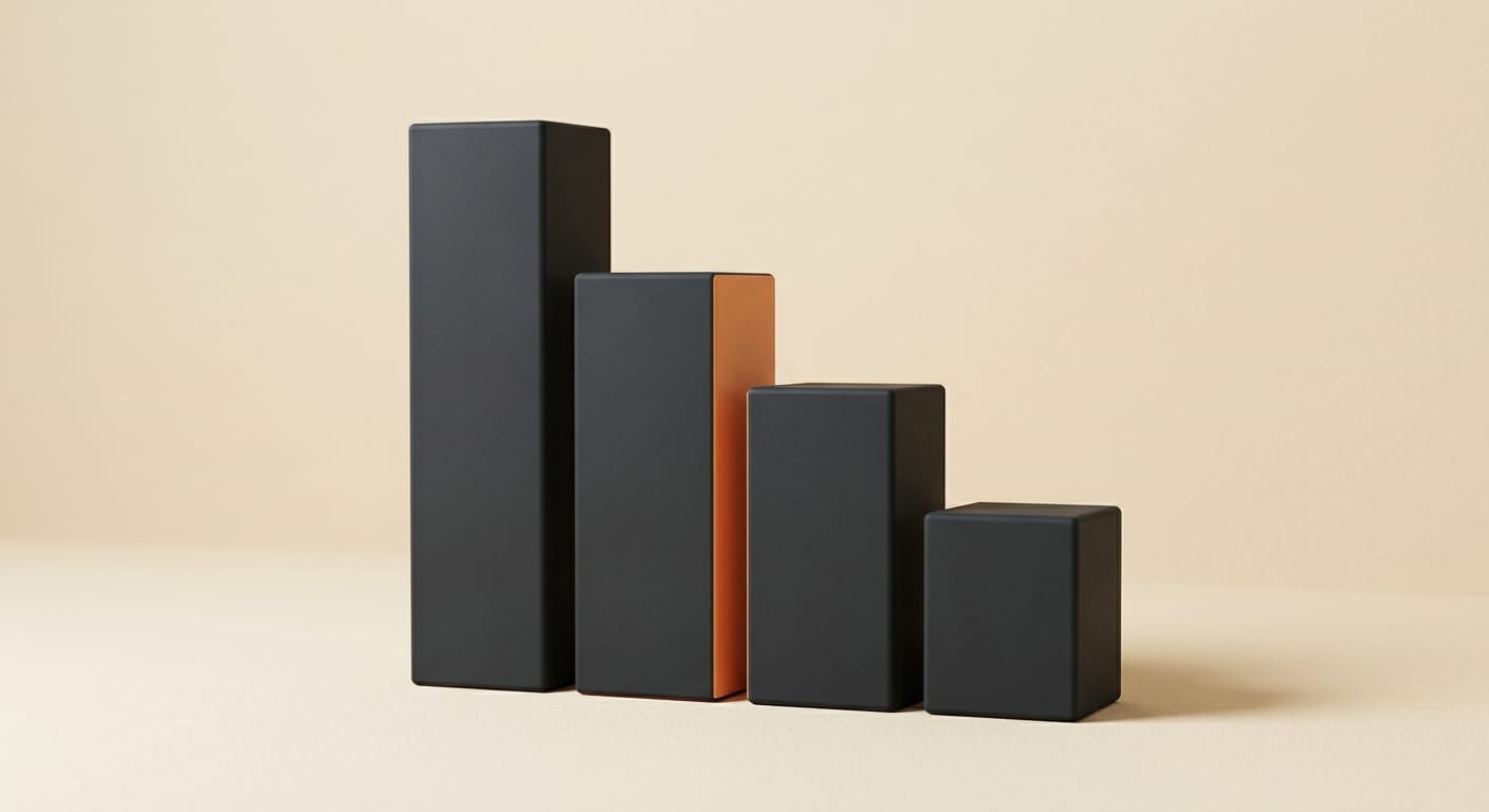 Four stacked model-training blocks of descending memory height on a cream backdrop