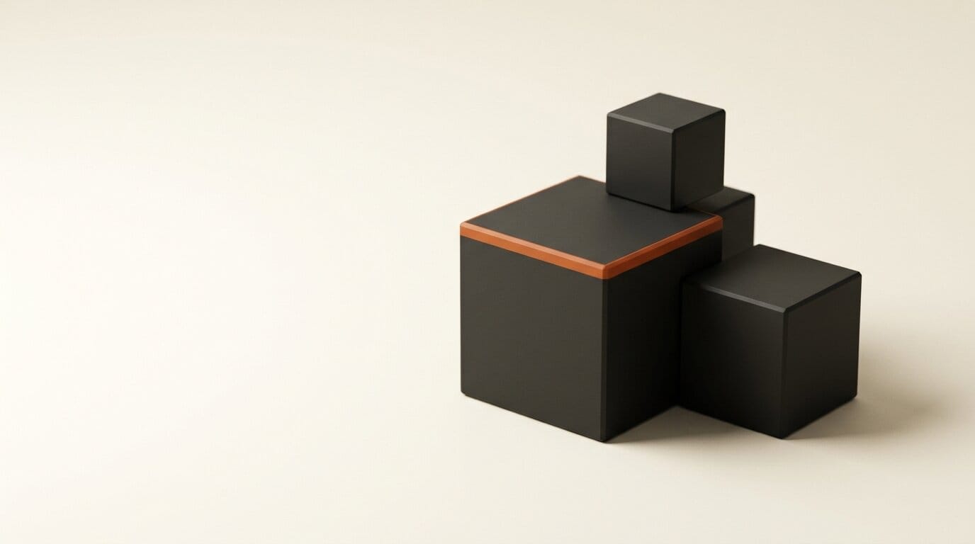 Three cubes of different sizes representing a model family